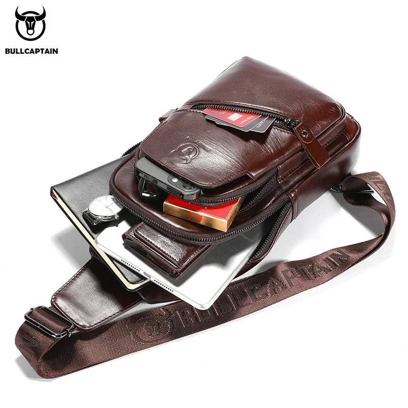 Brand Hands fashion Chest Bag 100% Genuine Leather shoulder husband high-capacity Men's designer bag