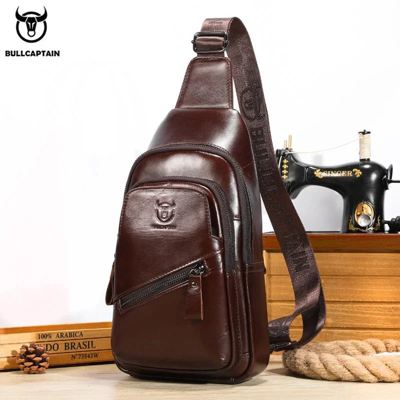 Brand Hands fashion Chest Bag 100% Genuine Leather shoulder husband high-capacity Men's designer bag