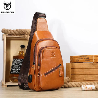 Brand Hands fashion Chest Bag 100% Genuine Leather shoulder husband high-capacity Men's designer bag