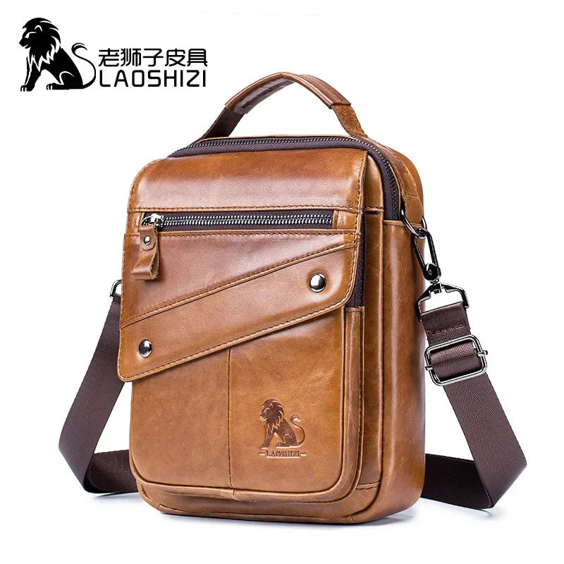 Brand Luxury Men's Genuine Leather Shoulder Fashion Retro Cowhide Crossbody Bag High-capacity Business Casual Handbag