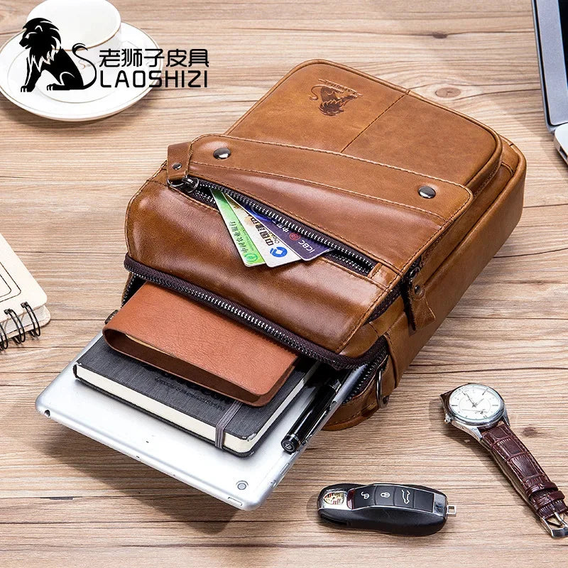 Brand Luxury Men's Genuine Leather Shoulder Fashion Retro Cowhide Crossbody Bag High-capacity Business Casual Handbag