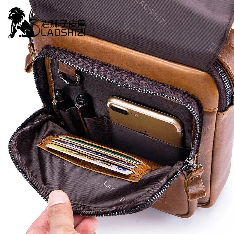 Brand Luxury Men's Genuine Leather Shoulder Fashion Retro Cowhide Crossbody Bag High-capacity Business Casual Handbag