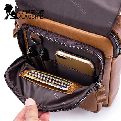 Brand Luxury Men's Genuine Leather Shoulder Fashion Retro Cowhide Crossbody Bag High-capacity Business Casual Handbag