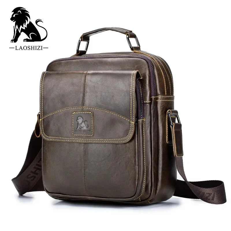 Brand Men's Genuine Shoulder 100% Leather Crossbody Bag Fashion Business Multi-functional Large-capacity Handbag