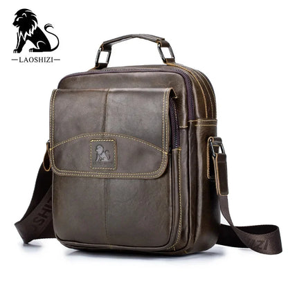 Brand Men's Genuine Shoulder 100% Leather Crossbody Bag Fashion Business Multi-functional Large-capacity Handbag