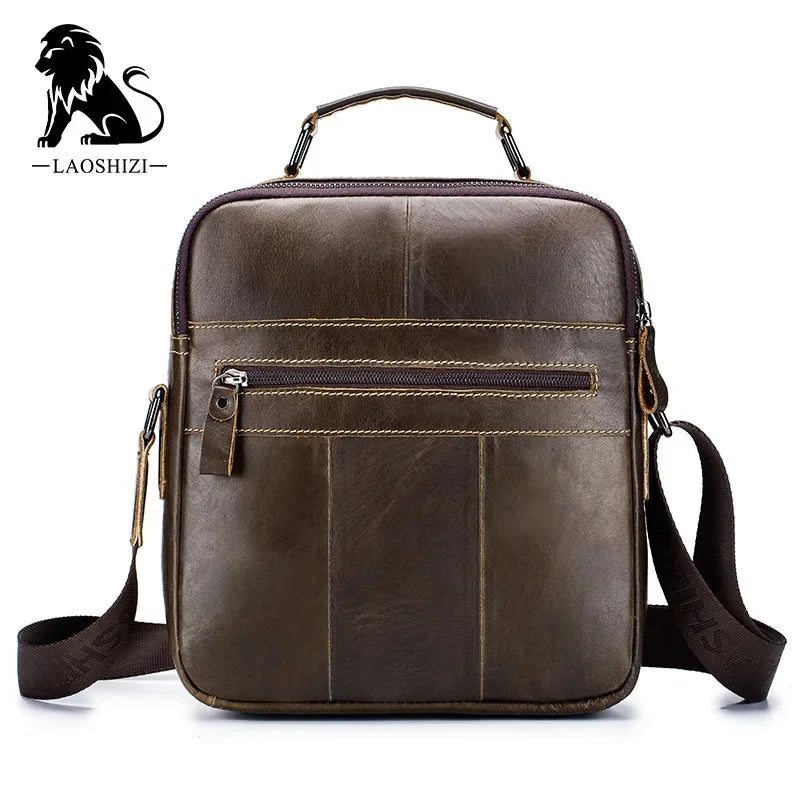Brand Men's Genuine Shoulder 100% Leather Crossbody Bag Fashion Business Multi-functional Large-capacity Handbag