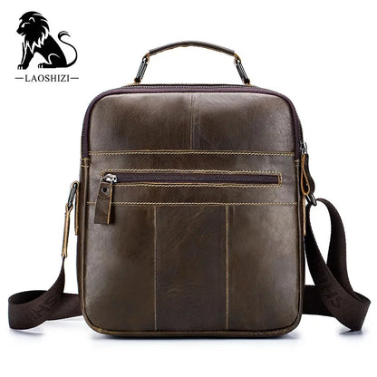 Brand Men's Genuine Shoulder 100% Leather Crossbody Bag Fashion Business Multi-functional Large-capacity Handbag