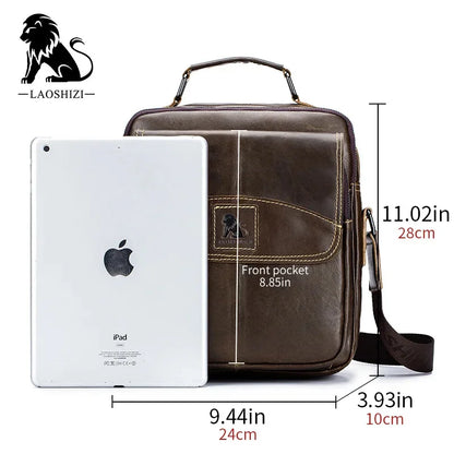 Brand Men's Genuine Shoulder 100% Leather Crossbody Bag Fashion Business Multi-functional Large-capacity Handbag