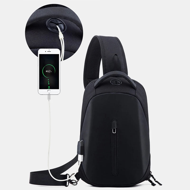 Brand New Men's Messenger Bag Business Shoulder Bags Sling Bag Messenger Mini USB Charging Chest bags for 9.7 inch ipad