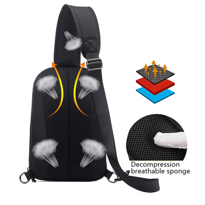 Brand New Men's Messenger Bag Business Shoulder Bags Sling Bag Messenger Mini USB Charging Chest bags for 9.7 inch ipad