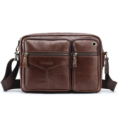 Brand Shoulder Men Genuine Leather Messenger Male Travel Business Crossbody Bag for A4 Papper Large Coffee Handbag