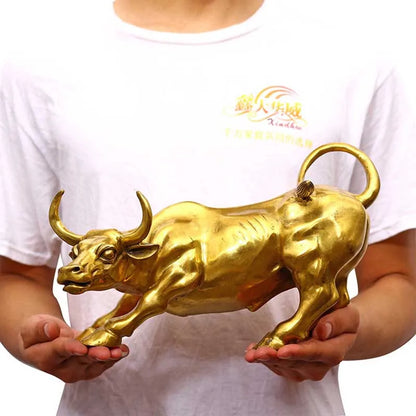 Brass Bull Wall Cattle Sculpture Copper Cow Statue Mascot Ornament Office Decoration Exquisite Crafts Gift