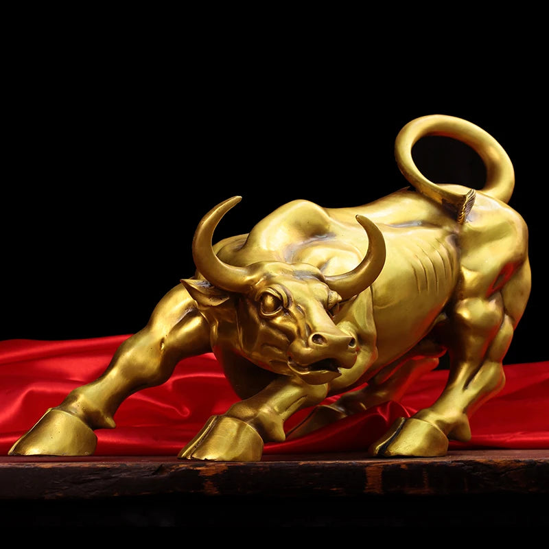 Brass Bull Wall Cattle Sculpture Copper Cow Statue Mascot Ornament Office Decoration Exquisite Crafts Gift