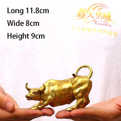 Brass Bull Wall Street Cattle Sculpture Copper Cow Statue Mascot Ornament Office Decoration Exquisite Crafts Business Gift