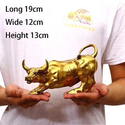 Brass Bull Wall Street Cattle Sculpture Copper Cow Statue Mascot Ornament Office Decoration Exquisite Crafts Business Gift