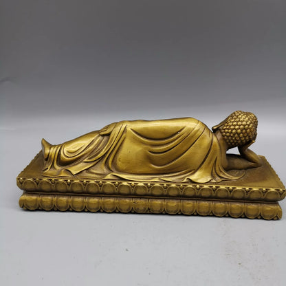 Brass Craft Gift Buddha Statue Sleeping Buddha Sakyamuni Nirvana Statue Safe And Good Luck Home Fengshui Decoration