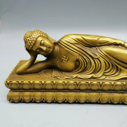 Brass Craft Gift Buddha Statue Sleeping Buddha Sakyamuni Nirvana Statue Safe And Good Luck Home Fengshui Decoration