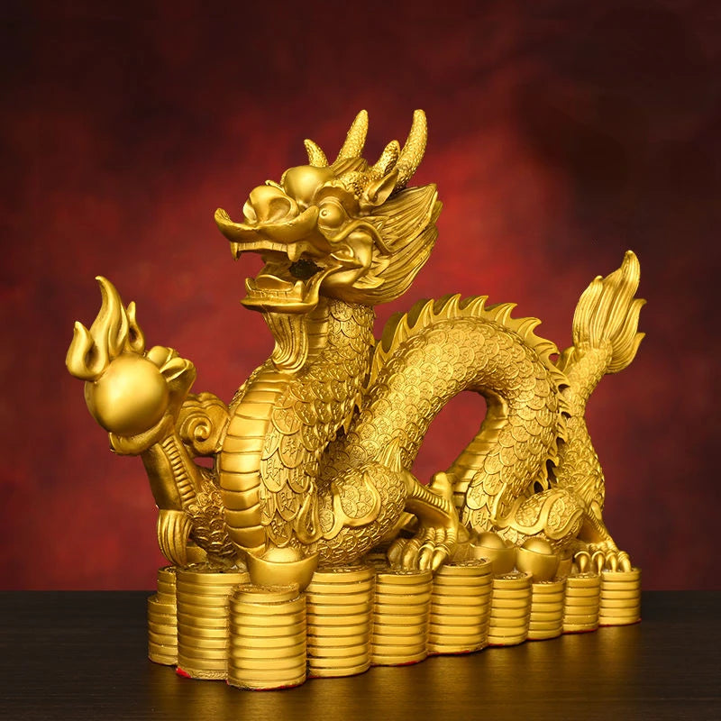 Brass Dragon Ornament Pure Copper Five Clawed Auspicious Dragon Copper Hundred Wealth Attract Decorations