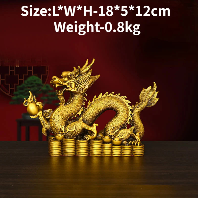 Brass Dragon Ornament Pure Copper Five Clawed Auspicious Dragon Copper Hundred Wealth Attract Decorations