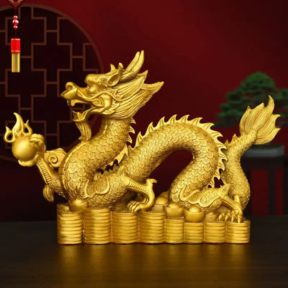 Brass Dragon Ornament Pure Copper Five Clawed Auspicious Dragon Copper Hundred Wealth Attract Decorations