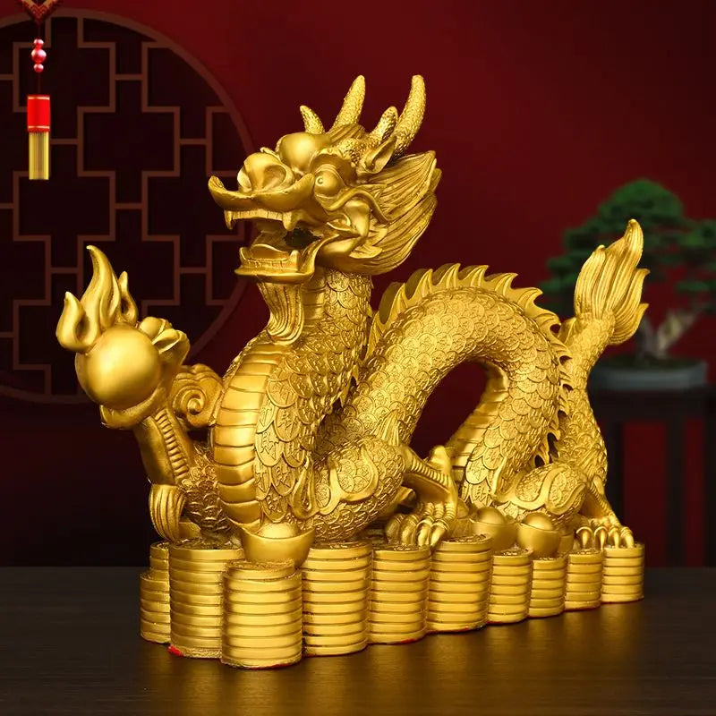 Brass Dragon Ornament Pure Copper Five Clawed Auspicious Dragon Copper Hundred Wealth Attract Decorations