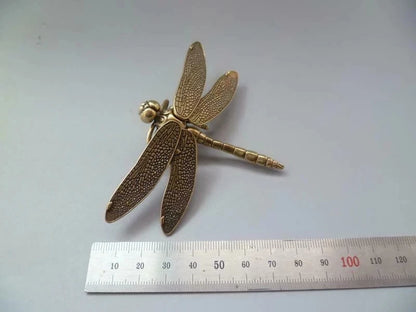 Brass Dragonfly Statue Simulation Detachable Wings Living Room Decoration
