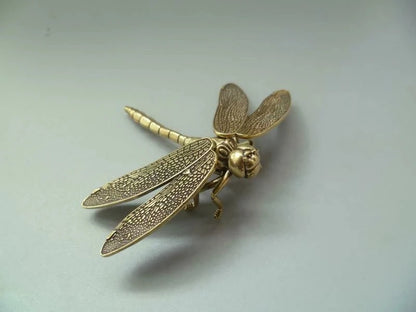 Brass Dragonfly Statue Simulation Detachable Wings Living Room Decoration