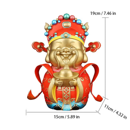 Brass God of Wealth Decorative Ornament, Painted Art Statue ,High-end home living room office fortune Statue Wedding Gifts