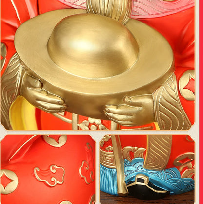 Brass God of Wealth Decorative Ornament, Painted Art Statue ,High-end home living room office fortune Statue Wedding Gifts