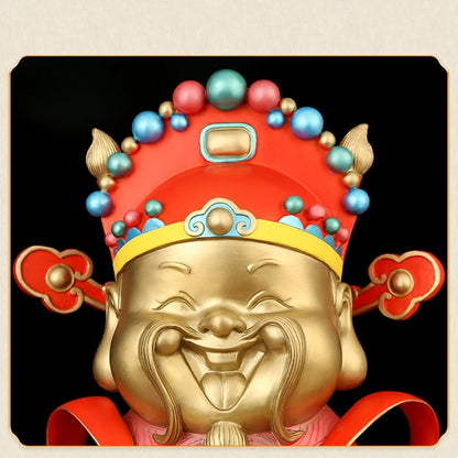 Brass God of Wealth Decorative Ornament, Painted Art Statue ,High-end home living room office fortune Statue Wedding Gifts