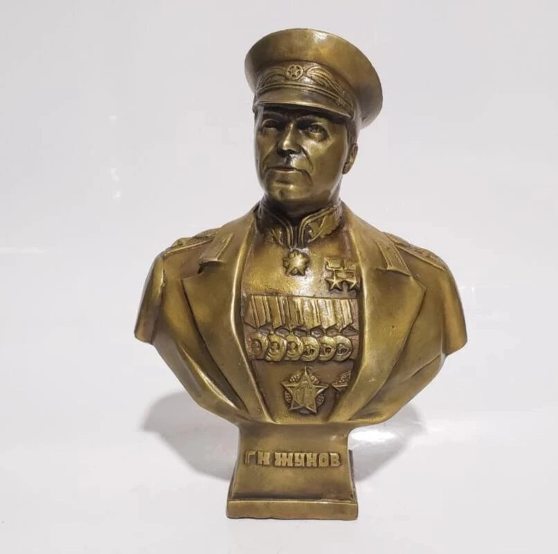 Brass Konstantinovich Zhukov Head Portrait Crafts Statue