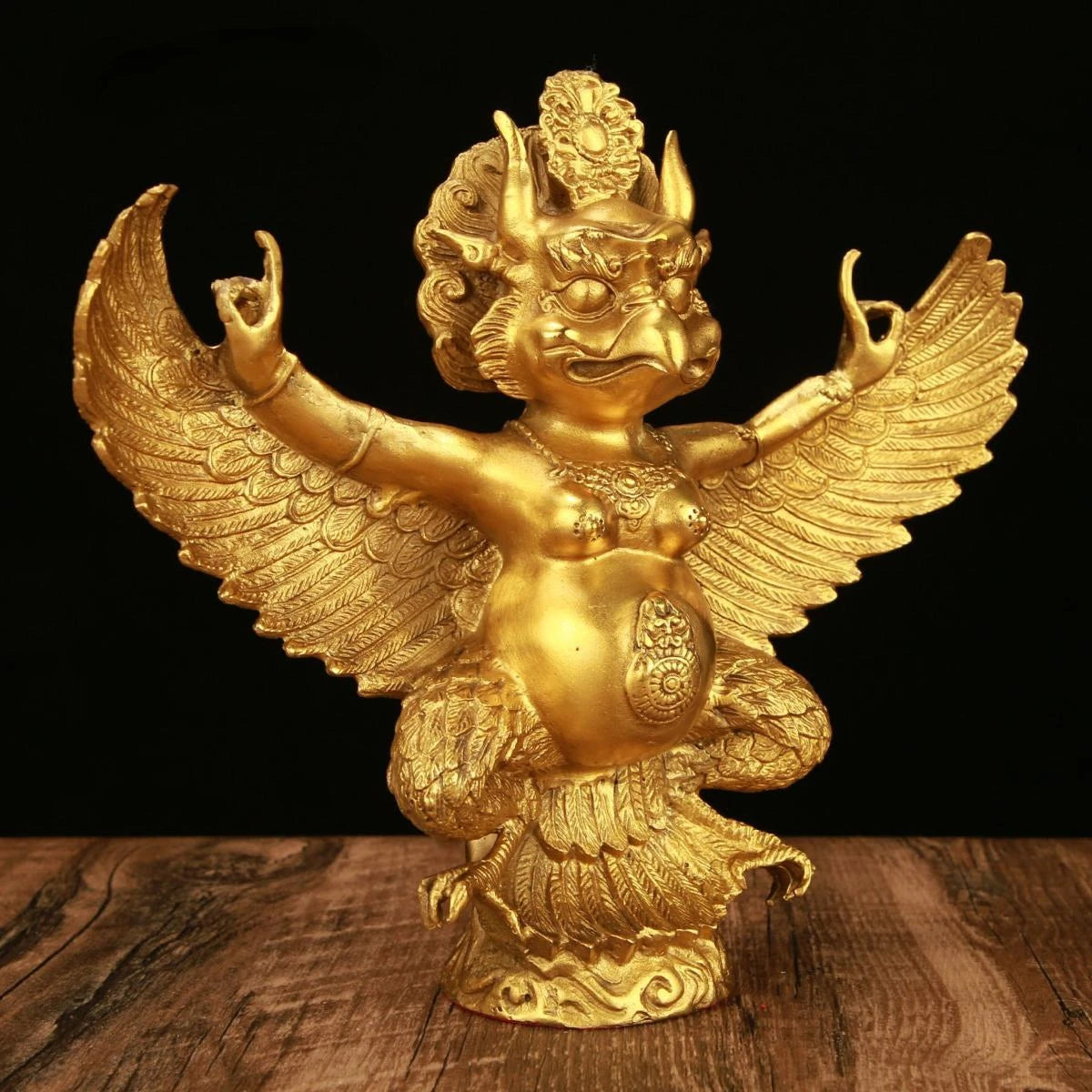 Brass Lei Zhen Zi God Statue Ornaments Gold-winged Roc Bird Home Living Room Decorative Crafts Sculptures