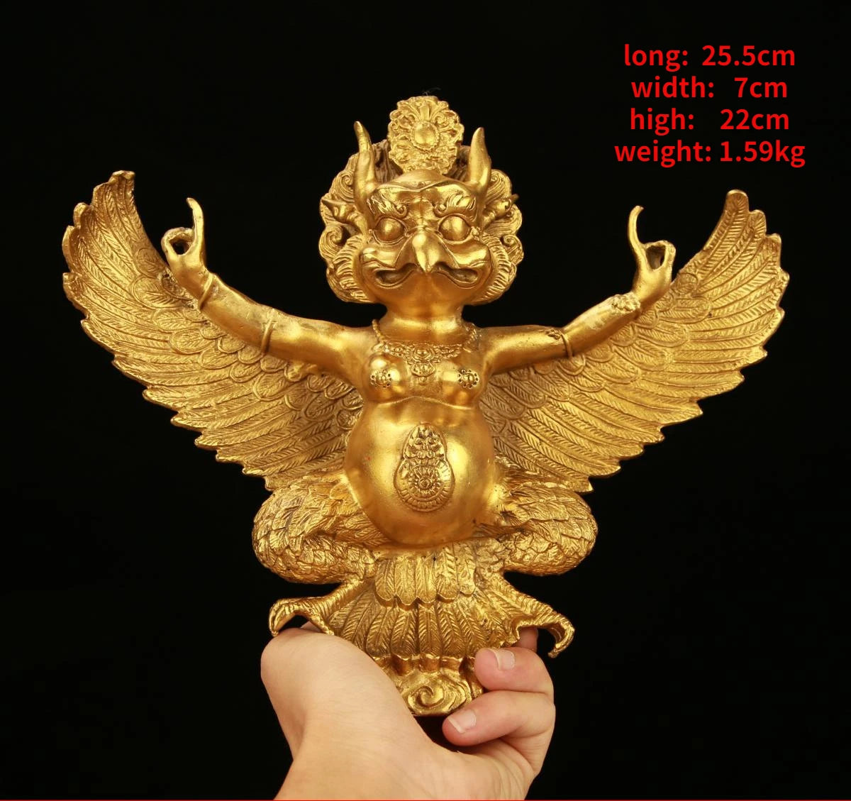 Brass Lei Zhen Zi God Statue Ornaments Gold-winged Roc Bird Home Living Room Decorative Crafts Sculptures