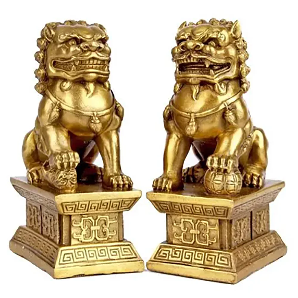 Brass Lion Pair Home Palace Gate Lion Decoration
