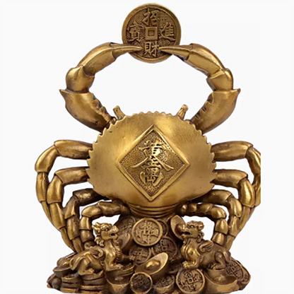 Brass Money Crab Feng Shui Copper Crab Zhaocai Office Home Decoration Living Room foyer Study Crafts