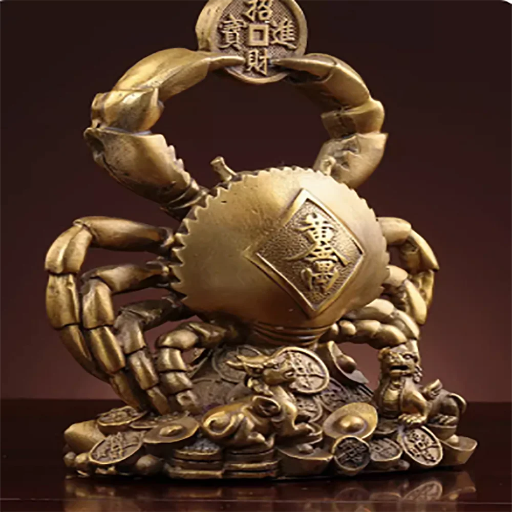 Brass Money Crab Feng Shui Copper Crab Zhaocai Office Home Decoration Living Room foyer Study Crafts