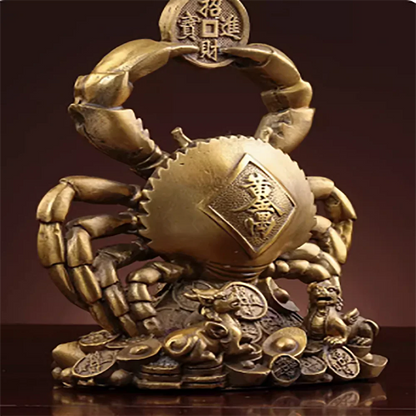 Brass Money Crab Feng Shui Copper Crab Zhaocai Office Home Decoration Living Room foyer Study Crafts