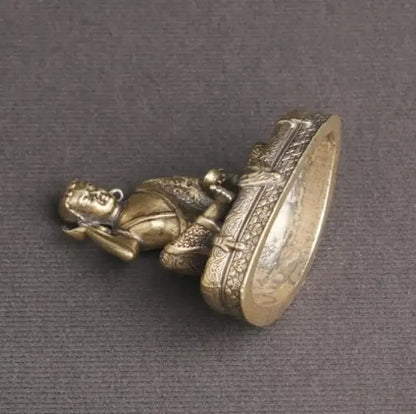 Brass Old Statue Chinese Handmade Milarepa Buddha Statue Delicate Antique