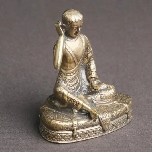 Brass Old Statue Chinese Handmade Milarepa Buddha Statue Delicate Antique