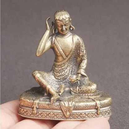 Brass Old Statue Chinese Handmade Milarepa Buddha Statue Delicate Antique