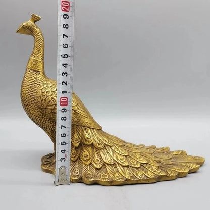 Brass Peacock Statue Feng Shui Wealth Figurines Miniatures Home Decoration Lucky Ornaments Bronze Sculpture Office Crafts Gifts