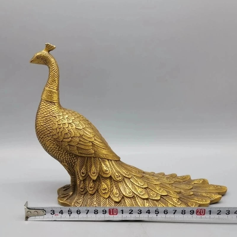 Brass Peacock Statue Feng Shui Wealth Figurines Miniatures Home Decoration Lucky Ornaments Bronze Sculpture Office Crafts Gifts
