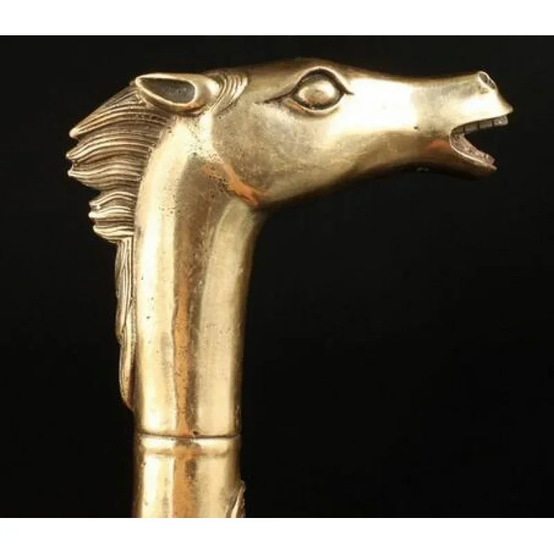 Brass SUPERB COLLECTION VINTAGE OLD COPPER VIVID HORSE HEAD STATUE CANE HANDLE