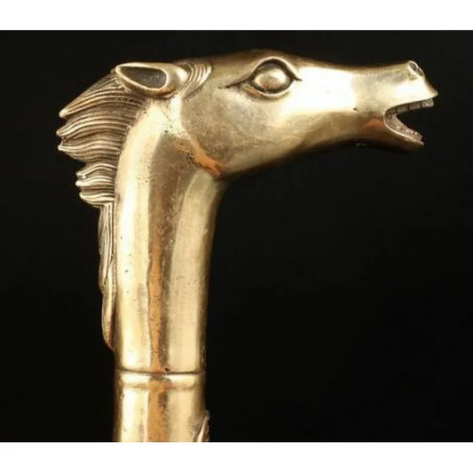 Brass SUPERB COLLECTION VINTAGE OLD COPPER VIVID HORSE HEAD STATUE CANE HANDLE