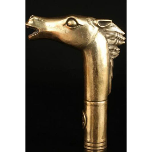 Brass SUPERB COLLECTION VINTAGE OLD COPPER VIVID HORSE HEAD STATUE CANE HANDLE