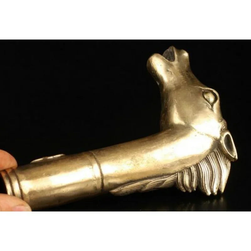 Brass SUPERB COLLECTION VINTAGE OLD COPPER VIVID HORSE HEAD STATUE CANE HANDLE