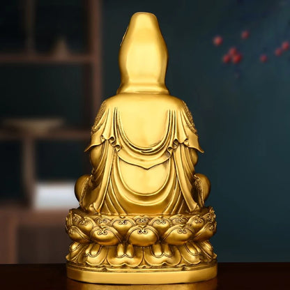 Brass South China Sea Willow Branch Avalokitesvara Bodhisattva Figure Decoration Living Room Ornaments