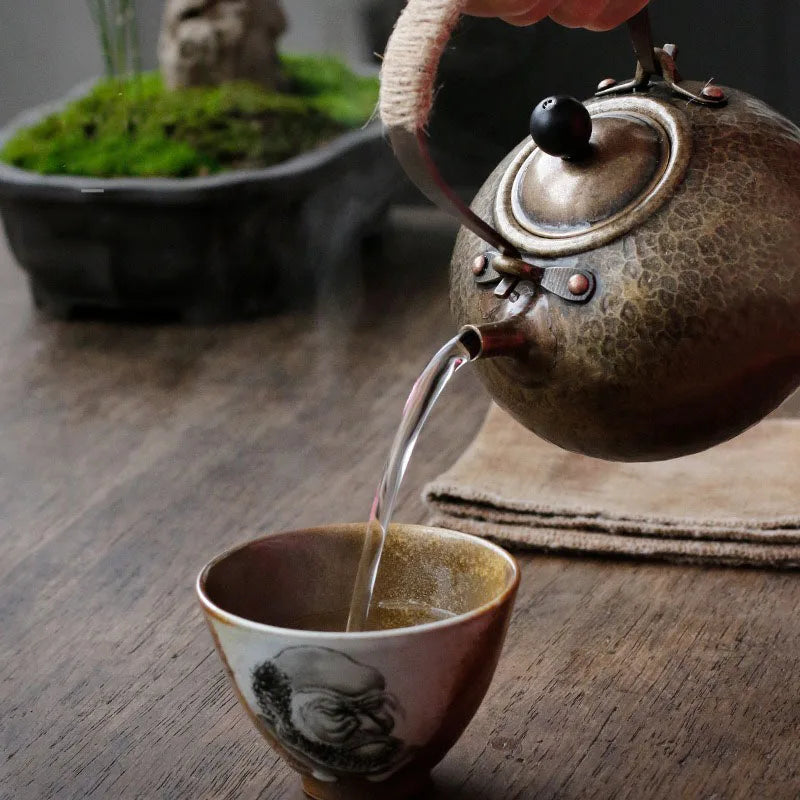 Brass Teapot Hot Water Kettle Traditional Craft Warm Wine Jug Japanese Coffee Pots Tea Ceremony Small Tea Kettle Household Items