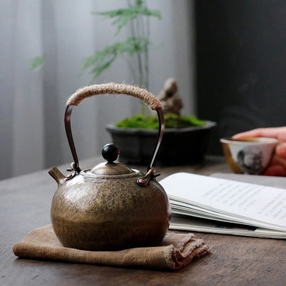 Brass Teapot Hot Water Kettle Traditional Craft Warm Wine Jug Japanese Coffee Pots Tea Ceremony Small Tea Kettle Household Items
