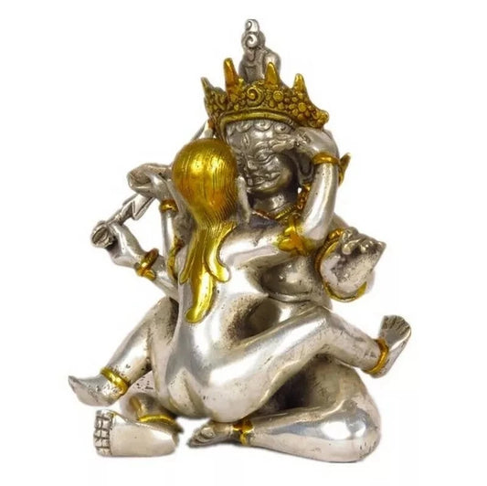 Brass Tibet Tantra Buddhism Temple Hevajra Yab-Yum Happy Sex Buddha Statue